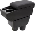 Car Armrest Box for Nissan Almera Versa 2012-2019 Auto Accessories Center Console Leather Arm Rest Double-Layer Storage Space with Cup Holder (Black Thread)