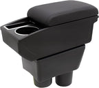Car Armrest Box for Nissan Almera Versa 2012-2019 Auto Accessories Center Console Leather Arm Rest Double-Layer Storage Space with Cup Holder (Black Thread)