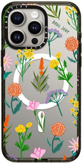 CASETiFY Impact iPhone 15 Pro Max Case [Slim/Compatible with Magsafe / 8.2 ft. 4X Military Grade Drop Protection] - Flowers - Clear Black