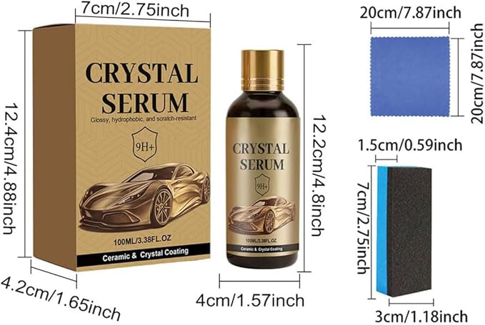 Car Ceramic Coating Agent, Crystal Serum Ceramic Coating, Ceramic Car Coating Kit - Crystal Serum, Advanced Graphene Ceramic Coating for Cars, 9H Graphene Coating for Auto Car Detailing (3Sets)