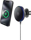 Mag Switch Qi2 Mag Safe Wireless Car Charger Air Vent Mount, 15W Fast Charger with a built in on/off switch for charging, Strong N52 Magnets, Compatible with iPhone 14/15/16/17 Iphone Air