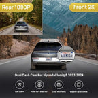 Fitcamx Front 2K+Rear 1080P Dash Cam Adapts for Hyundai IONIQ 5 2022-2024 (6 Vents) SE Standard Range SEL Limited, OEM Look, Dual HD Video, WiFi & APP, Loop Recording, G-Sensor, Easy to Use, 64GB Card