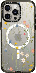 CASETiFY Impact Case for iPhone 15 Pro Max [4X Military Grade Drop Tested / 8.2ft Drop Protection/Compatible with Magsafe] - Flower Prints - Dreamy Floral Pattern - Clear Black