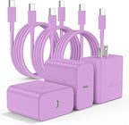 3Pack USB C Charger for Samsung Galaxy S24 Ultra, Super Quite Fast Charging Type C Block with 6FT C to C Cord for Samsung Galaxy Tab S9 S8 S23 Ultra S22 Ultra S23 S22 S21 Note 10 Plus 20,Purple