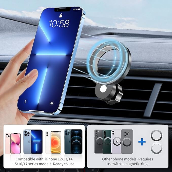 Car Magnetic Phone Mount for 2026 Toyota RAV4 Hybrid [LE/SE/XLE Premium/Woodland] and RAV 4 Plug-in Hybrid：[SE/Woodland] Auto Accessories Cellphone Holder Cell Phones Navigation Charging Stand