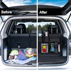 Big Ant Back Seat Trunk Organizer,Space Saving Car Trunk Storage Organizer with Lid Keep your Trunk Clean and Tidy 8 Large Pockets Car Organizer for Kids,Travel (34 x 18 inch)