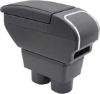 YJYWZH Armrest Box for Nissan Versa 2007-2011 Center Storage Box Hand Interior Centre Consoles with Cup Holder Arm Rest Double-Layer Accessories Black (Black with Black Thread)