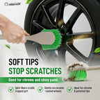 Nanoskin Professional 20-Inch Angled Tire & Wheel Cleaning Brush - Durable Green Polystyrene Bristles for Effective Auto Detailing, Gentle Car Wash Tool | Long-Handled Scrub Brush for Trucks and RVs