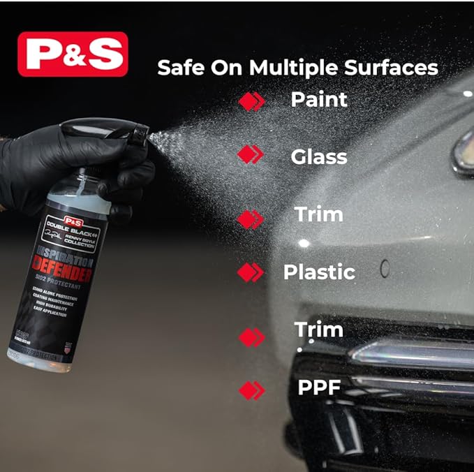 P & S Professional Detail Products Defender SiO2 Protectant Coating Topper & Standalone Sealant High-Gloss, Slick Finish Easy Spray & Wipe Renny Doyle Double Black - 1 Gallon