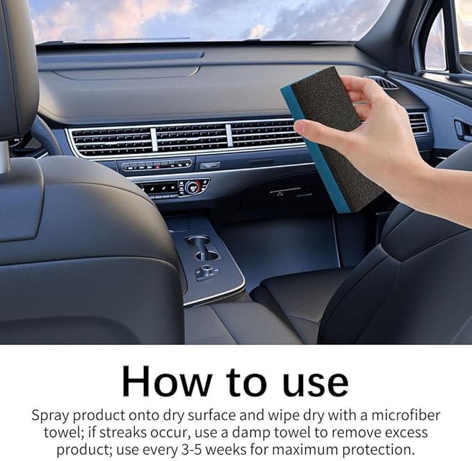 Polishing Cleaner Car Interior, 2026 Upgrade Car Interior Cleaner Spray, All Purpose Cars Interior- Detailer Cleaning Kit with Sponge and Towel for Dashboards, Seats, Leather, Plastic, Non-Greasy