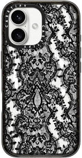 CASETiFY Impact Case for iPhone 16 [8.2ft 4X Military Grade Drop Protection/Compatible with Magsafe] - Lace Pattern - Clear Black