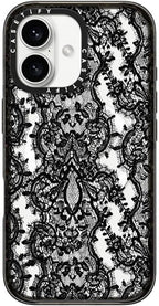 CASETiFY Impact Case for iPhone 16 [8.2ft 4X Military Grade Drop Protection/Compatible with Magsafe] - Lace Pattern - Clear Black