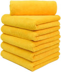 CARCAREZ Premium Microfiber Detailing Towels, 340 GSM Lint Free Car Buffing Waxing Polishing Drying Towels (6, Yellow, 16x16 Inch)