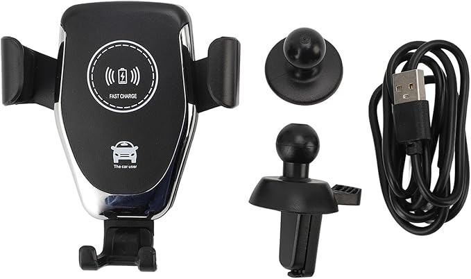 SUNGOOYUE 15W Car Wireless Charger Stand 360 Degree Rotatable Phone Holder for Car Vent D01 Black