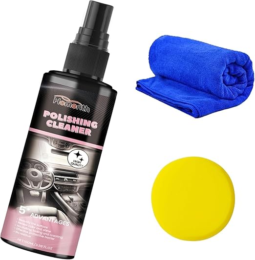 Polishing Cleaner Car Interior, Ultra-fine Spray Water Free Cleaning, Car Interior Polishing Spray for Interior Detailing Rubber Leather