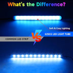 Car Led Light Interior 6 Inch 48LEDs Soft Lighting Frosted Under Dash Foot Well Light RGB, 29 Modes Static/Gradient/Strobe/Music, with Controller App Timer, USB 5V