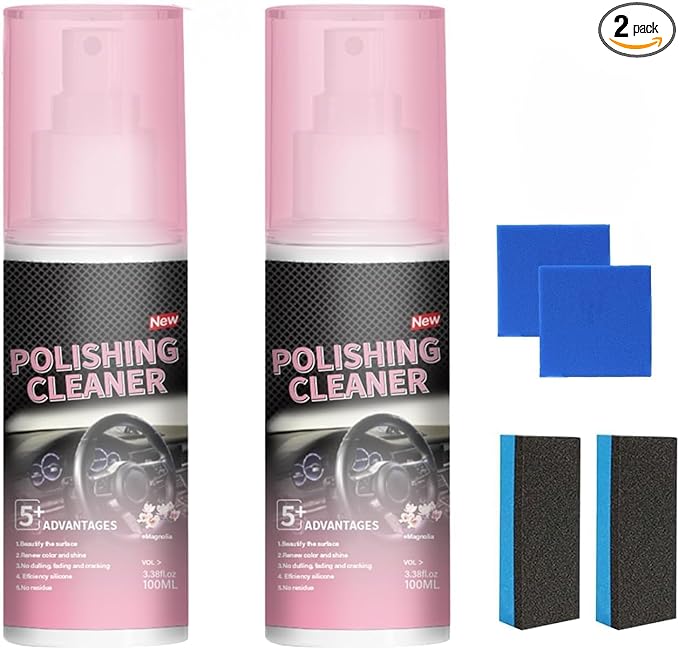 Polishing Cleaner Car Interior, 2026 Upgrade Car Interior Cleaner Spray All Purpose for Leather Plastic Rubber Dashboard Vinyl Seats (2 Pack)