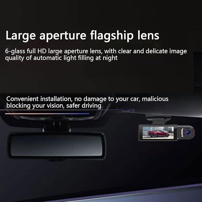 Dual Dash Cam Front and Inside, 1080P Dash Camera for Cars IR Night Vision Car Camera, Loop Recording, HDR, Accident Lock, 310 ° Wide-Angle, Parking Monitor, Motion Detection