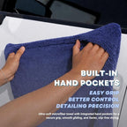 Premium Car Drying Microfiber Towel, Double Sided, Hand Pockets, Easy Grip, 1300 GSM, Super Absorbent, Ultra Soft, Detailing, Cleaning, Car Wash - Cars, Trucks, SUVs (Large - 1-Pack)