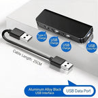 Car Accessories 4-in-1 Car USB Hub Equipped with a Data Interface and Multiple Type-C/USB-A Fast Charging interfaces，USB Hub for iPhone,iPad,Samsung Galaxy,USB Flash Drive，Android（Black）
