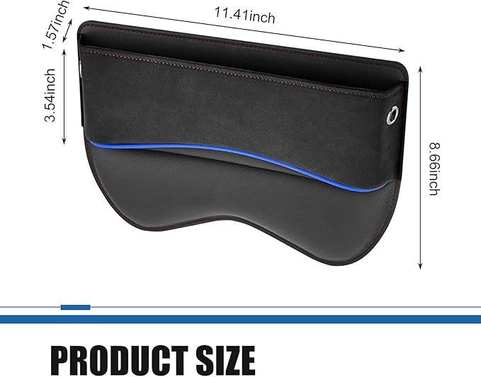 Car Seat Gap Filler Organizer, Leather Seat Storage Box with Cable Port, Anti-drop Multi-functional Center Console Organizer for Phone Key Card, Side Gap Filler for Most Cars (Black)