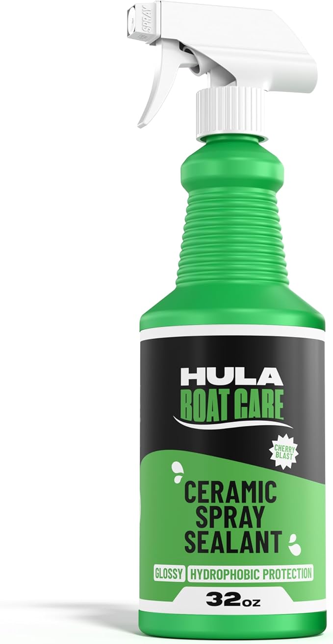 Hula Ceramic Spray Coating – High-Gloss SiO2 Shield & Detailer – Cherry Blast Scent – Hydrophobic Water Repellent for Gel Coat, Paint, Glass, & Chrome – 32oz