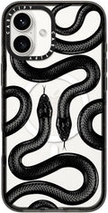 CASETiFY Impact Case for iPhone 16 Plus [Slim / 8.2 ft. 4X Military Grade Drop Protection/Compatible with Magsafe] - Black Kingsnake - Clear Black