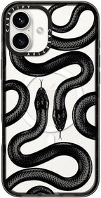 CASETiFY Impact Case for iPhone 16 Plus [Slim / 8.2 ft. 4X Military Grade Drop Protection/Compatible with Magsafe] - Black Kingsnake - Clear Black