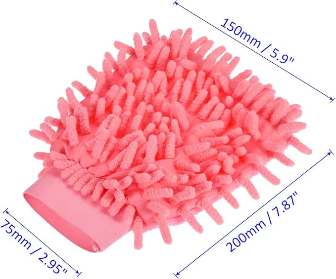 M METERXITY Microfiber Wash Mitt - Chenille Reusable Gloves for Cleaning, Scratch-Free, Apply to Kitchen House Cleaning