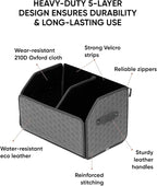 Owleys Foldable Trunk Organizer for Car - Collapsible Auto Trunk Organizer with Lid - Small and Large Cargo Organizer - Trunk Storage Box with 2 Compartments - Gray 17