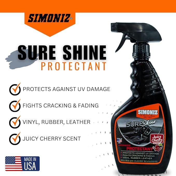 Simoniz Sure Shine Auto Detailer – 24 oz Bottle Professional Mist and Wipe Vehicle Protectant – Instantly Provides a Wet Gloss Look & Feel - for Cars, Trucks, SUVs, Boats & Bikes (Juicy Cherry)