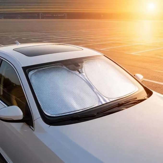 Graphene Car Windshield Sun Shade for MINI Clubman 2008-2014 2016 2017 2018 2019 2020 2021 2022 2023 2024, Foldable Automotive Windshield Sunshades,Dashboard Protection, UV Protection Silver_L