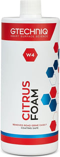 Gtechniq W4 Citrus Foam Shampoo and Degreaser for Cars 1L | Removes Road Grime and Enhances Shine, Non-Caustic Formula, Easy to Apply
