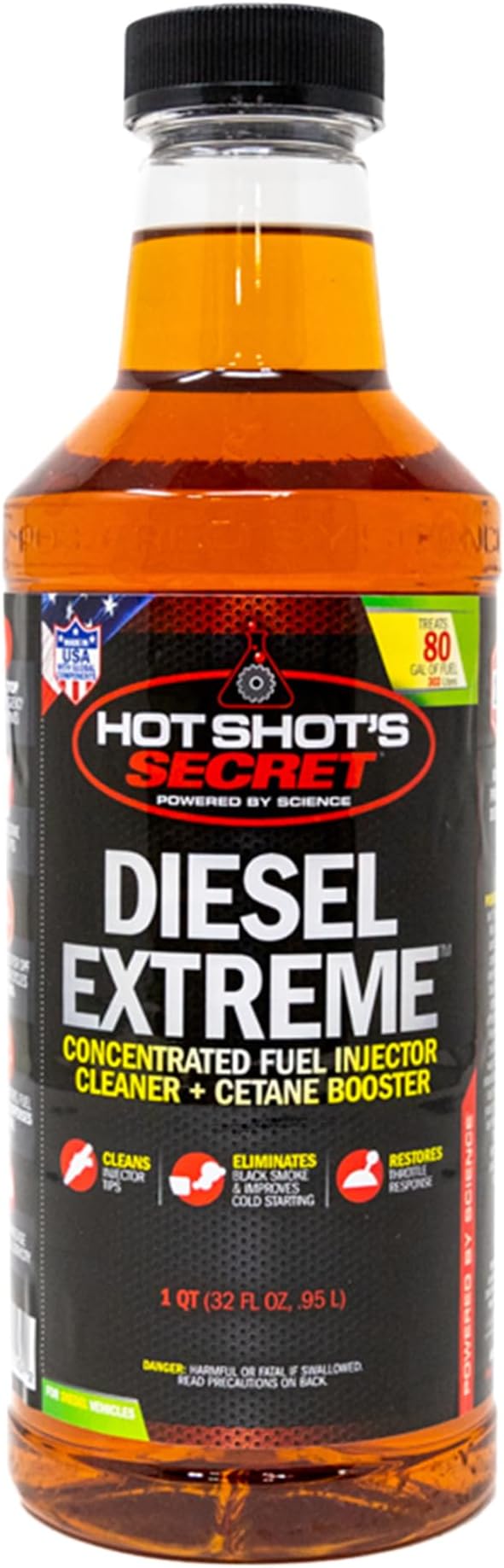 Hot Shot's Secret Diesel Extreme 32 oz – Treats 80 Gallons – Concentrated Diesel Fuel Additive, Fuel System Cleaner and Injector Cleaner, Restores Engine Performance
