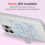 SEMBO Silicone Suction Phone Case Adhesive Sticky Grip Stand with Mag-Back for MagSafe Car/Wall Mounts, Strong Magnetic Holder for Fridge, Gym Equipment, Shower, Hands-Free Selfie (Blue, Magnetic)
