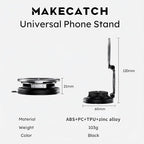 Magnetic Car Phone Mount, 0.83" Ultra-Slim Foldable Holder, [Vacuum Suction & Adhesive Pad] for Textured Dashboard/Windshield, 3-Joint Metal MagSafe Mount for iPhone 17 Pro Max/Pixel (Black)