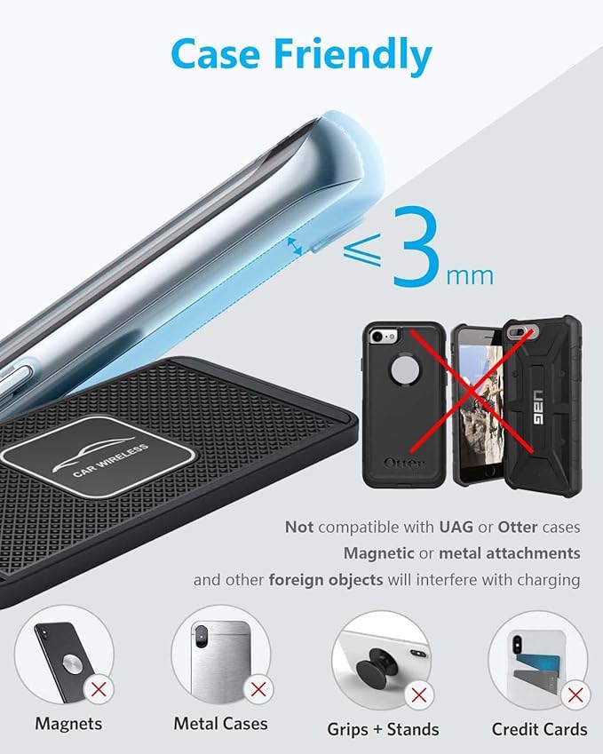 Wireless Car Charger Qi Charging Pad Fast 15W 10W 7.5W Quick Charge Adapter for iPhone 14 13 12 Mini 11 Pro Max 8 Plus X XR Xs Airpods LG Samsung Note Galaxy Buds S9 S10 S20 S21 S22 S23 Android Phones