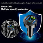 4 Ports USB Car Charger USB Adapter with Voltmeter,Type C Port PD 3.1/QC 3.0 Super Fast Charging Car Cigarette Lighter Plug for iPhone 14 13 12,S22 S21 S20,iPad Pro& More Mobil Phone (Black)