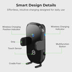 Wireless Car Charger Mount - Auto Scan & Auto Grip Car Phone Mount - Compatible with iPhone 14/15/16/17 & iPhone Air - Fast Charger Car Mount Accessories for Cup Holder