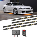 LEDGlow 4pc Orange Flexible Car Slimline LED Underbody Underglow Accent Neon Lighting Kit - 4 Unique Patterns - Water Resistant, Low Profile Tubes - Includes Control Box & Remote