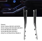 LED Ambient Light Center Console Trim Kit, Carbon Fiber Look Appearance Interior Decor Lighting for Vehicles 3/4 Series G20 G22 G23 G26 & M3 M4 G80 G82 G83 LHD 2019 (Black)