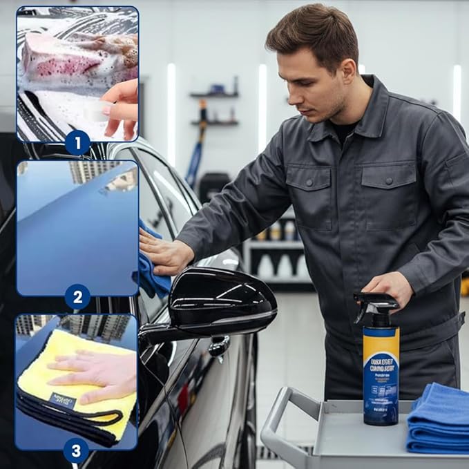 3 Pack Car Coating Spray, 2026 New Quick Effect Ceramic Wax Polish, All-in-One Waterless Wash & Scratch Repair Spray, Removes Oil Film, Enhances Gloss & Hydrophobic Protection