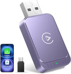 AuroraLink Wireless Carplay & Android Auto Wireless Adapter 2-in-1 Fast & Stable Carplay Wireless Adapter Convert Wired to Wireless Car Play Dongle for iOS 10+/Android 11+ (Purple)