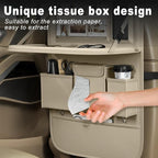 XDV Car Seat Organizers,Multi-functional Back Seat Protectors, Storage Pouches, and Tray Holders (for Cars, Kids, Seat Back and Rear Seats) (Plain Beige, 2 Pcs)