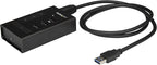 4 Port USB Hub - USB A to 1 x USB C and 3 x USB A - Mountable - Industrial - Powered USB Hub - USB Port Expander - USB 3.0 Hub