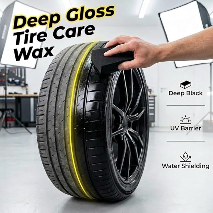 Powerful Wheel Cleaning Refurbish Wax, 2026 New Tire Polish with Sponge, Tire Conditioner for Auto Detailing, Long-Lasting Tyre Nourish Cream, Tire Shine Gel for Vehicles (3)