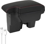 YJYWZH Car Armrest Storage Box for Toyota Hilux Center Storage Box Organizer Interior Hand Centre Consoles with 3 USB Port Arm Rest Double-Layer Accessories