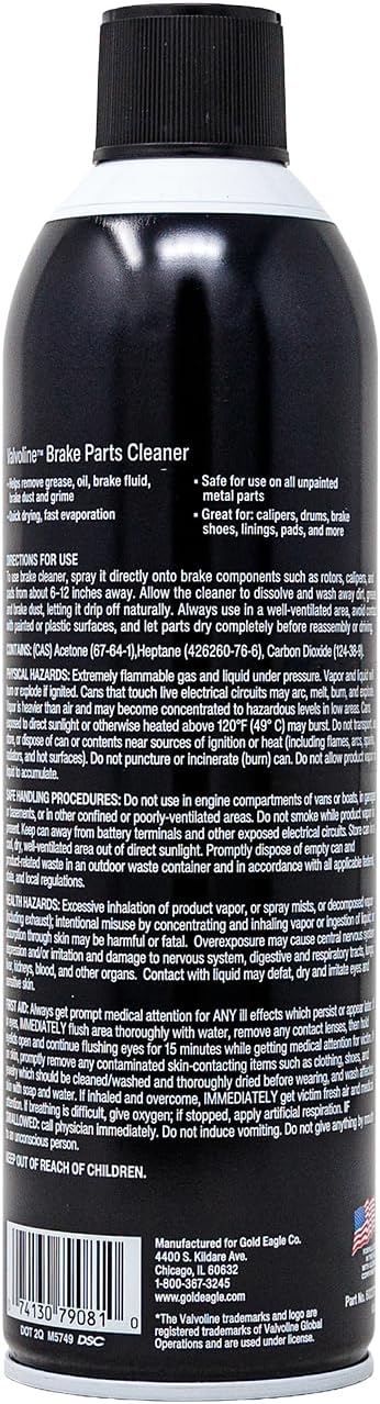 Valvoline Heavy Duty Brake Parts Cleaner, VOC Compliant, Formula Easily Cleans Brake Dust, Carbon, Gum, Varnish and Unpainted Metal Parts, 15oz