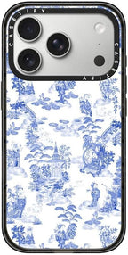 CASETiFY Impact iPhone 17 Pro Case [Slim/Compatible with Magsafe / 8.2 ft. 4X Military Grade Drop Protection] - Moon Caravan Toile - Clear Black