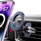 Esoulk Magnetic Ring Air Vent Car Phone Holder 360° Rotating Magnetic Car Mount with Strong Magnet, Secure Grip, Removable Universal Compatible Fits iPhone Air 17 16 15 14 13 12 11 Pro Max